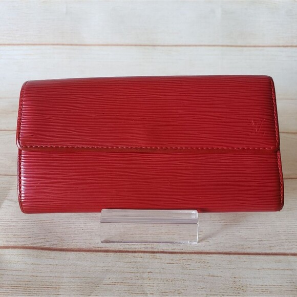 Authentic Louis Vuitton Epi Sarah Long Wallet Red Rouge Portefeuille Leather - Picture 5 of 16